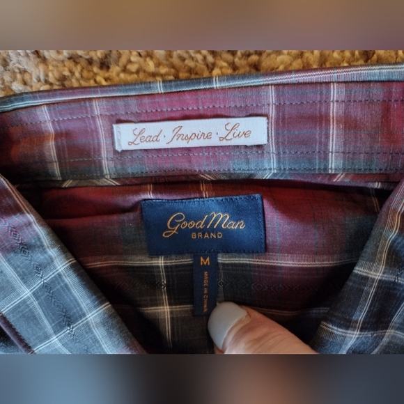 Good Man Brand Plaid Men's Long Sleeve Button up Shirt NWT - Picture 2 of 7